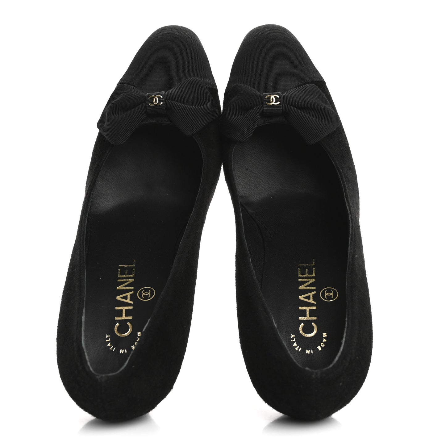 Suede Grosgrain Cap Toe CC Pumps 38 Black