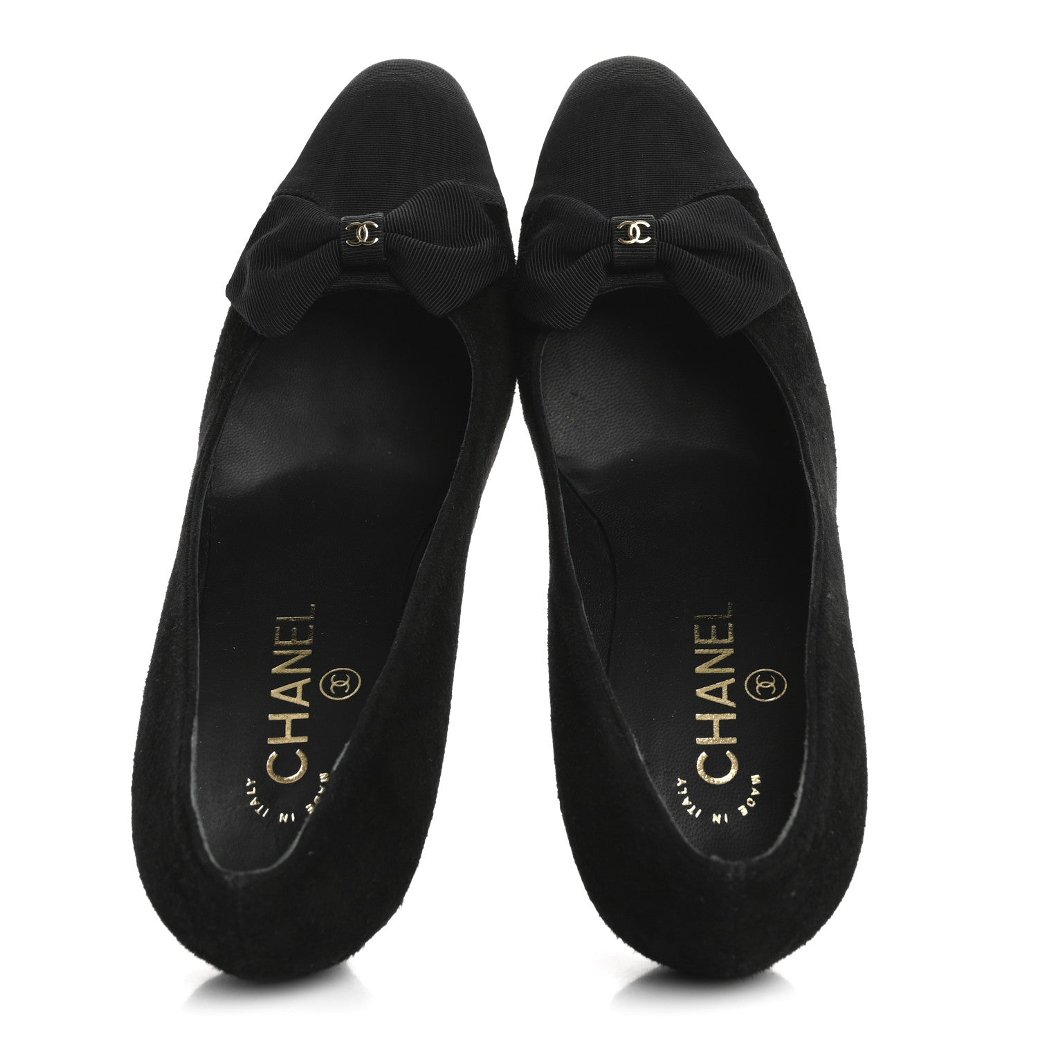 Chanel Suede Grosgrain Cap Toe CC Pumps 38 Black 2 of 11