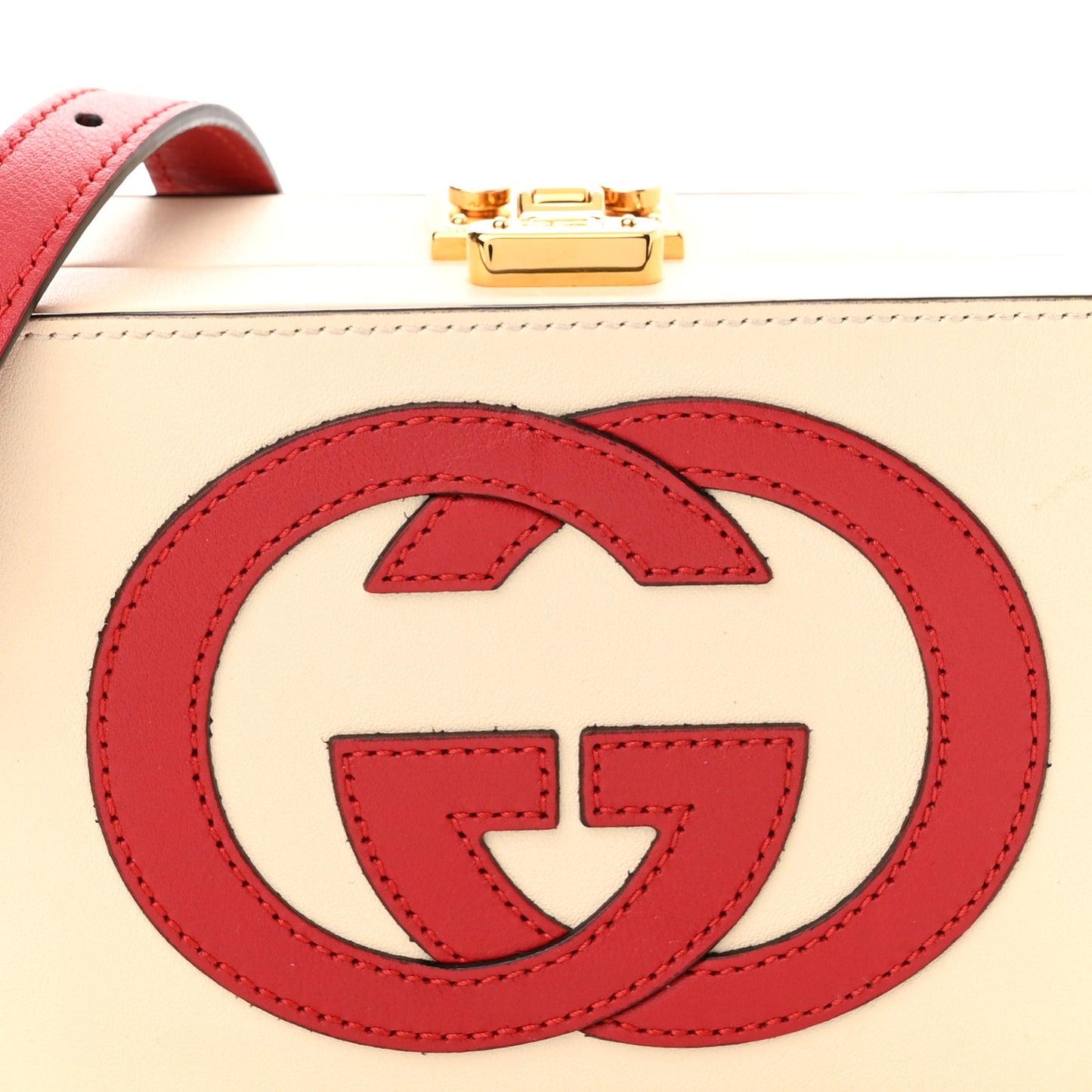 Vitello Eclipse Mini Interlocking G Shoulder Bag Mystic White Hibiscus Red