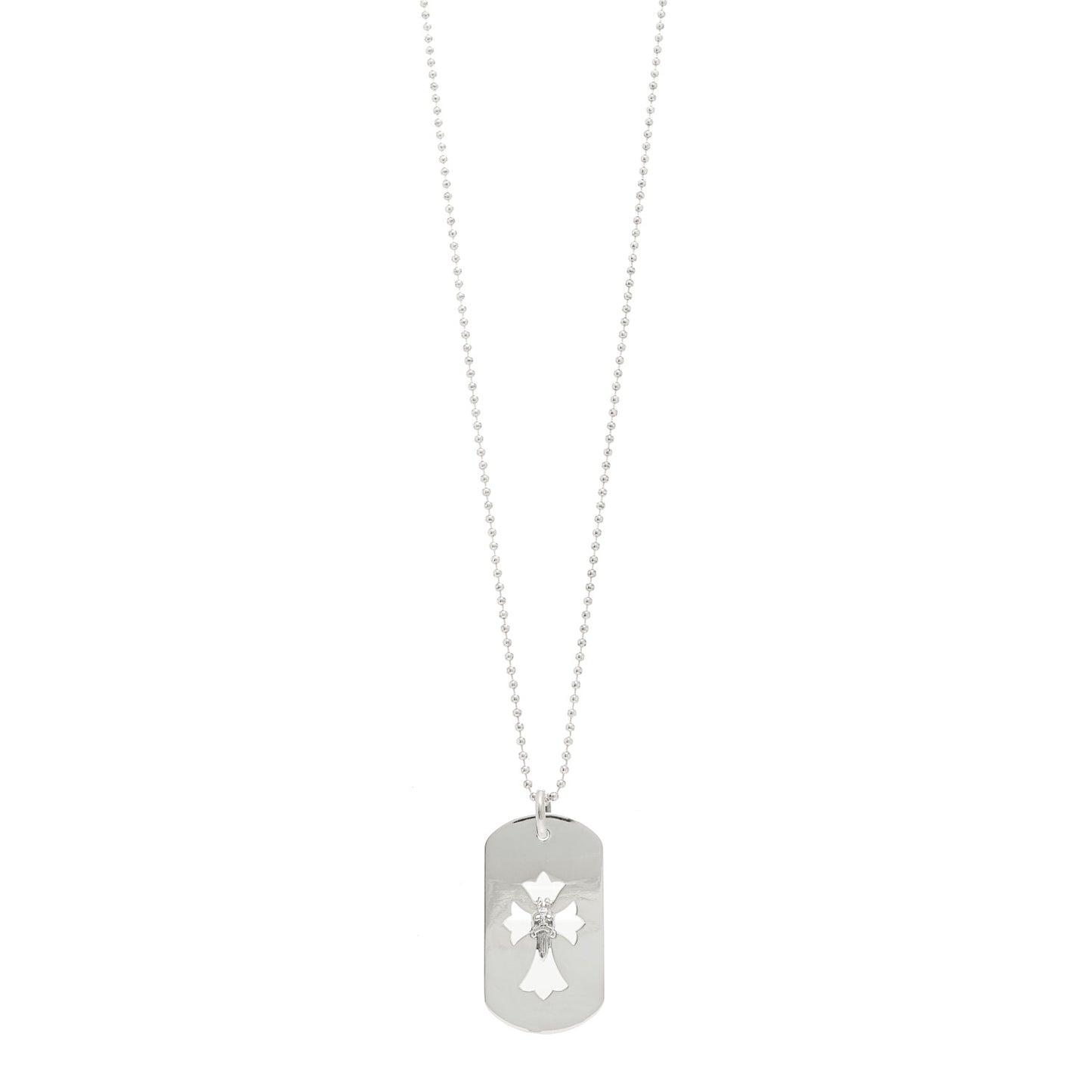Sterling Silver Dagger Dog Tag Pendant Necklace