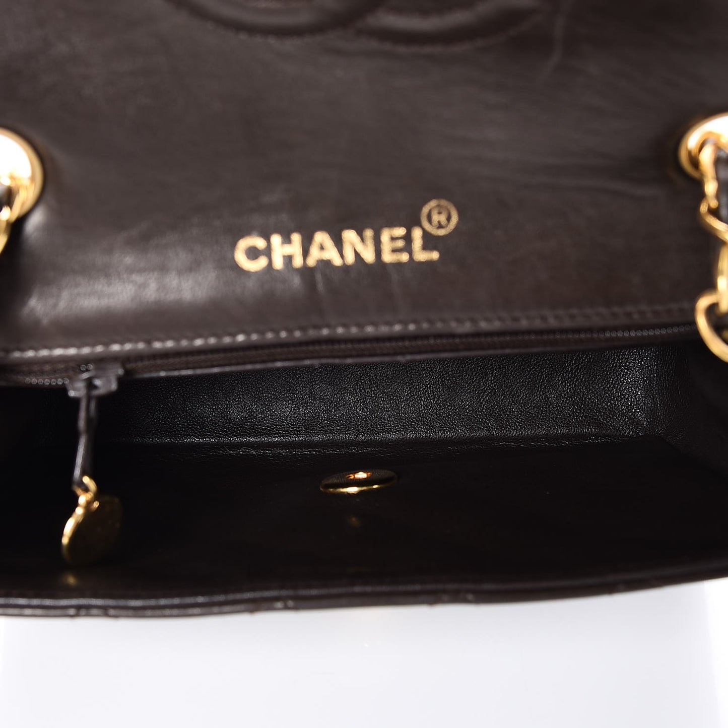 Lambskin Quilted Mini Square Flap Brown