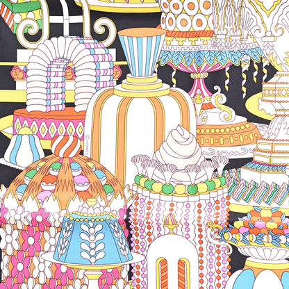 Hermes Silk La Patisserie Francaise Scarf 90 Orange Black Multicolor 6 of 7