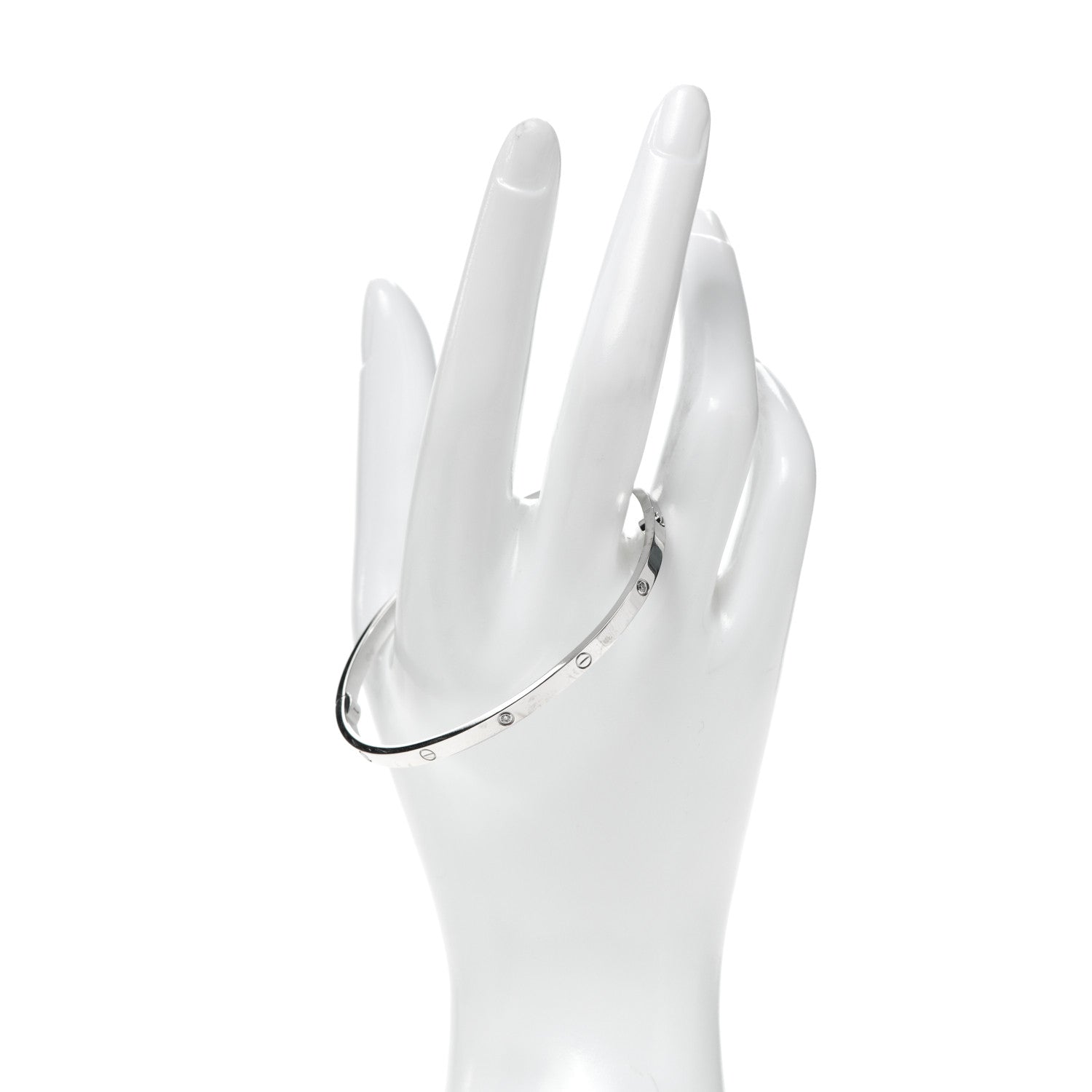 Cartier 18K White Gold 6 Diamond Small LOVE Bracelet 19 2 of 6