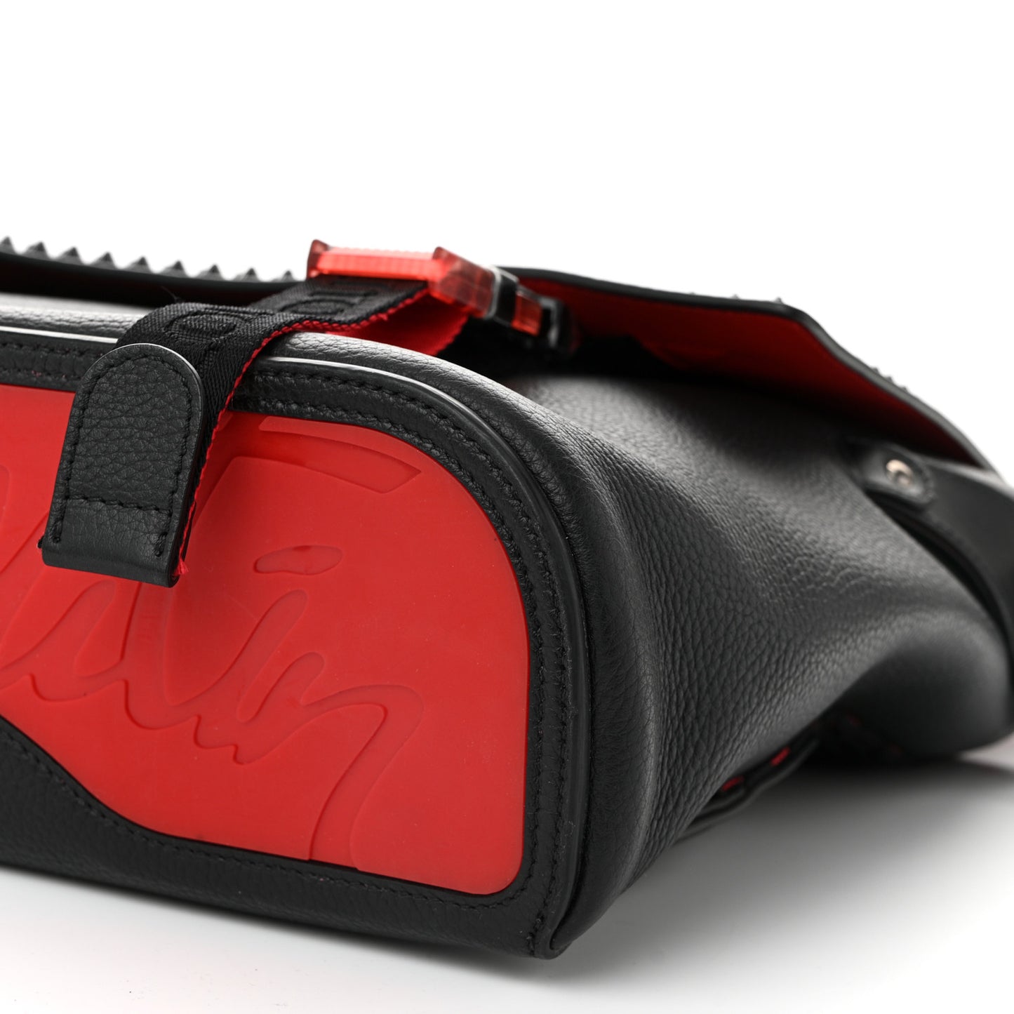 Calfskin Spikes Loubiclic Messenger Black