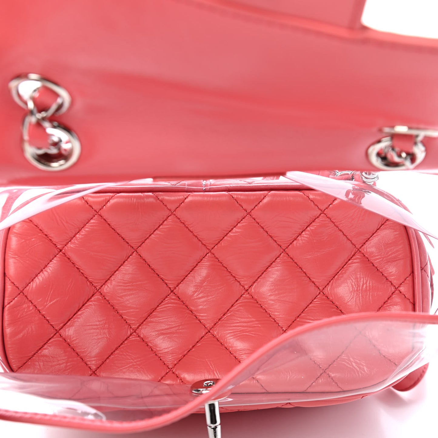Crumpled Calfskin PVC Quilted Backpack Pink