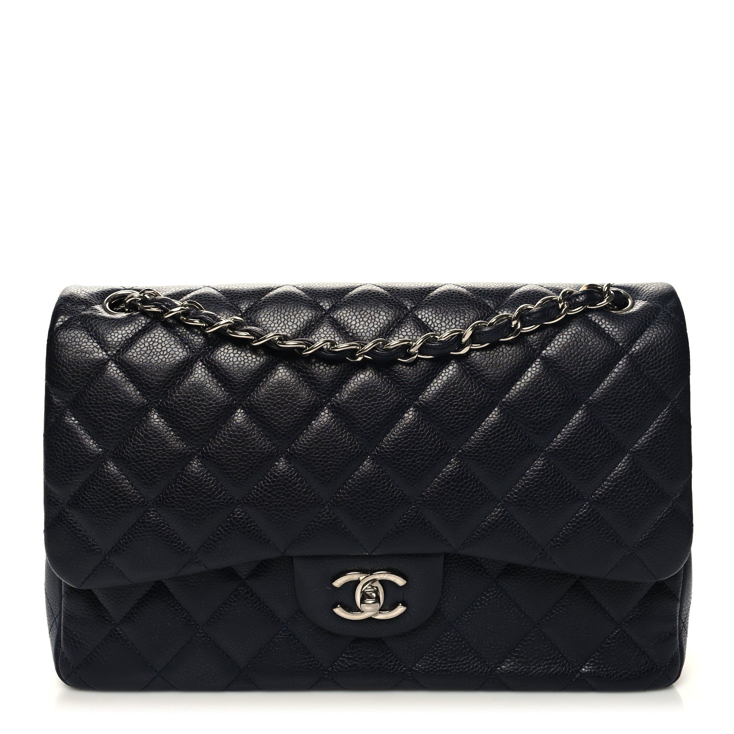 Chanel Caviar Quilted Jumbo Double Flap Navy Blue 1 of 13