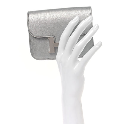 Hermes Metallic Chevre Chamkilight Constance Slim Wallet Argent 2 of 10