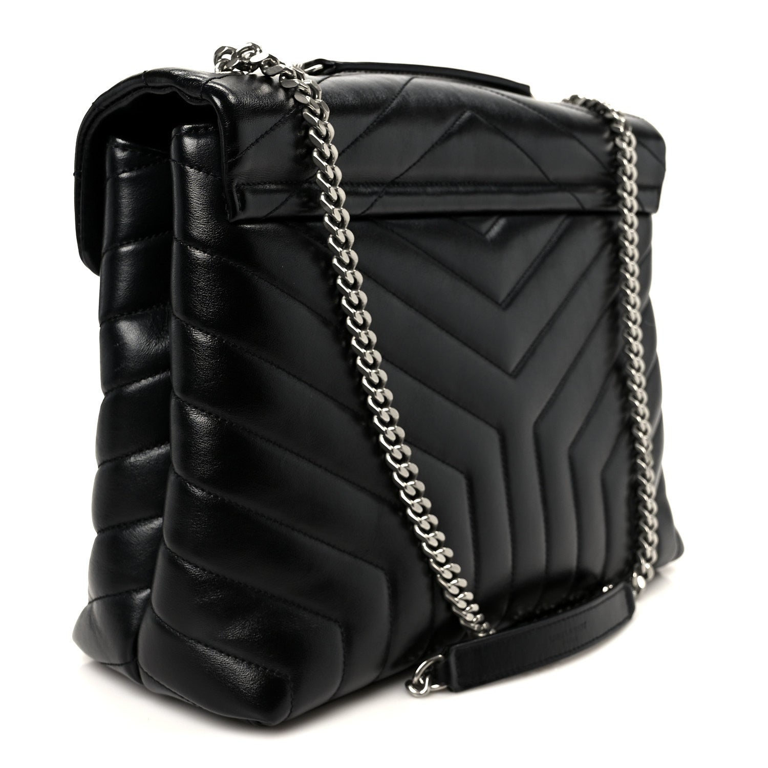 Saint Laurent Calfskin Y Quilted Monogram Medium Loulou Chain Satchel Black 2 of 11
