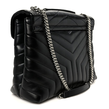 Saint Laurent Calfskin Y Quilted Monogram Medium Loulou Chain Satchel Black 2 of 11