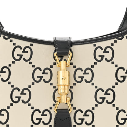 Gucci Azalea Calfskin GG Monogram Bi-Color Debossed Small Jackie 1961 Hobo Mystic White Black 8 of 15