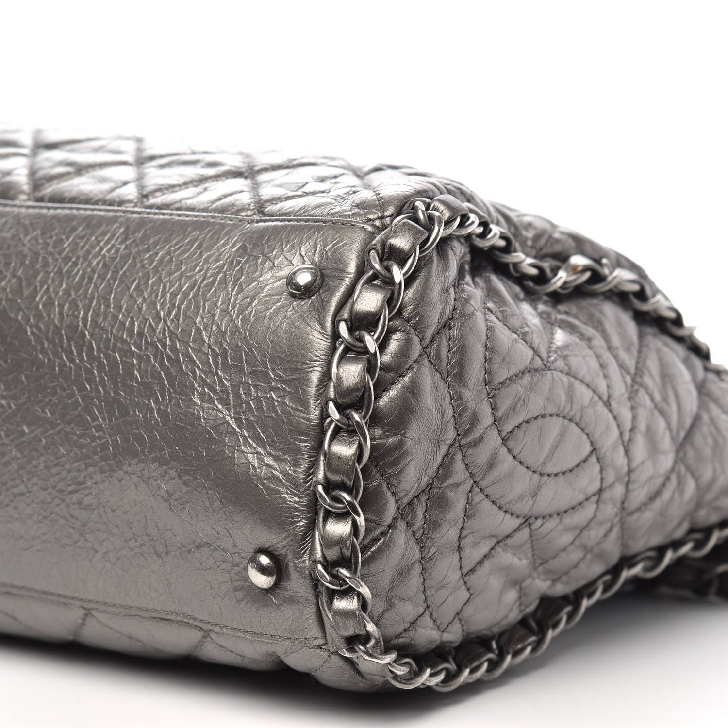 Chanel Metallic Calfskin Quilted Large Chain Me Hobo Silver 7 of 12