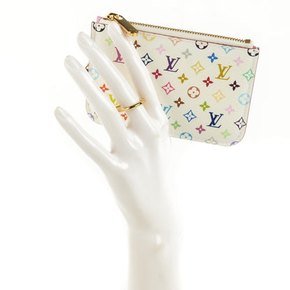 Louis Vuitton Monogram Multicolor Key Pouch White Litchi 2 of 8