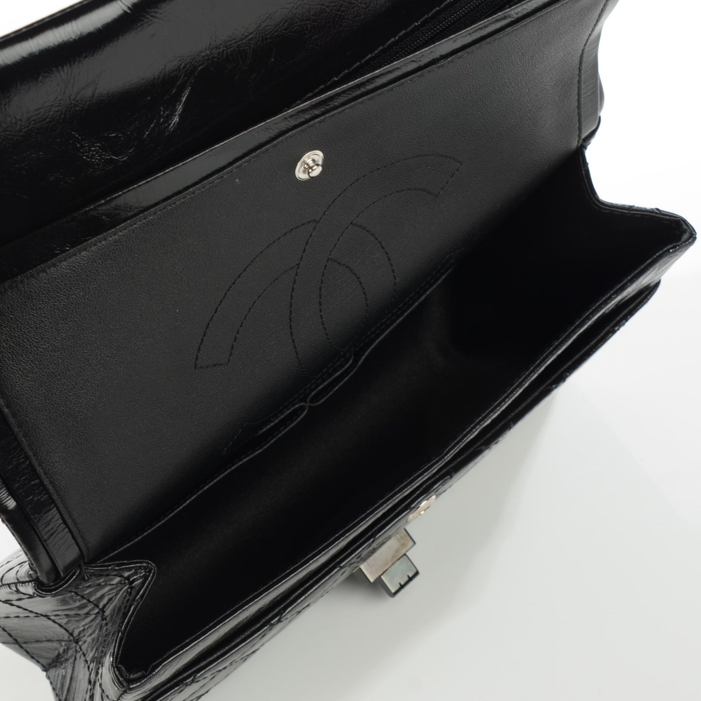 Glazed Calfskin Quilted 2.55 Reissue 225 Flap Black