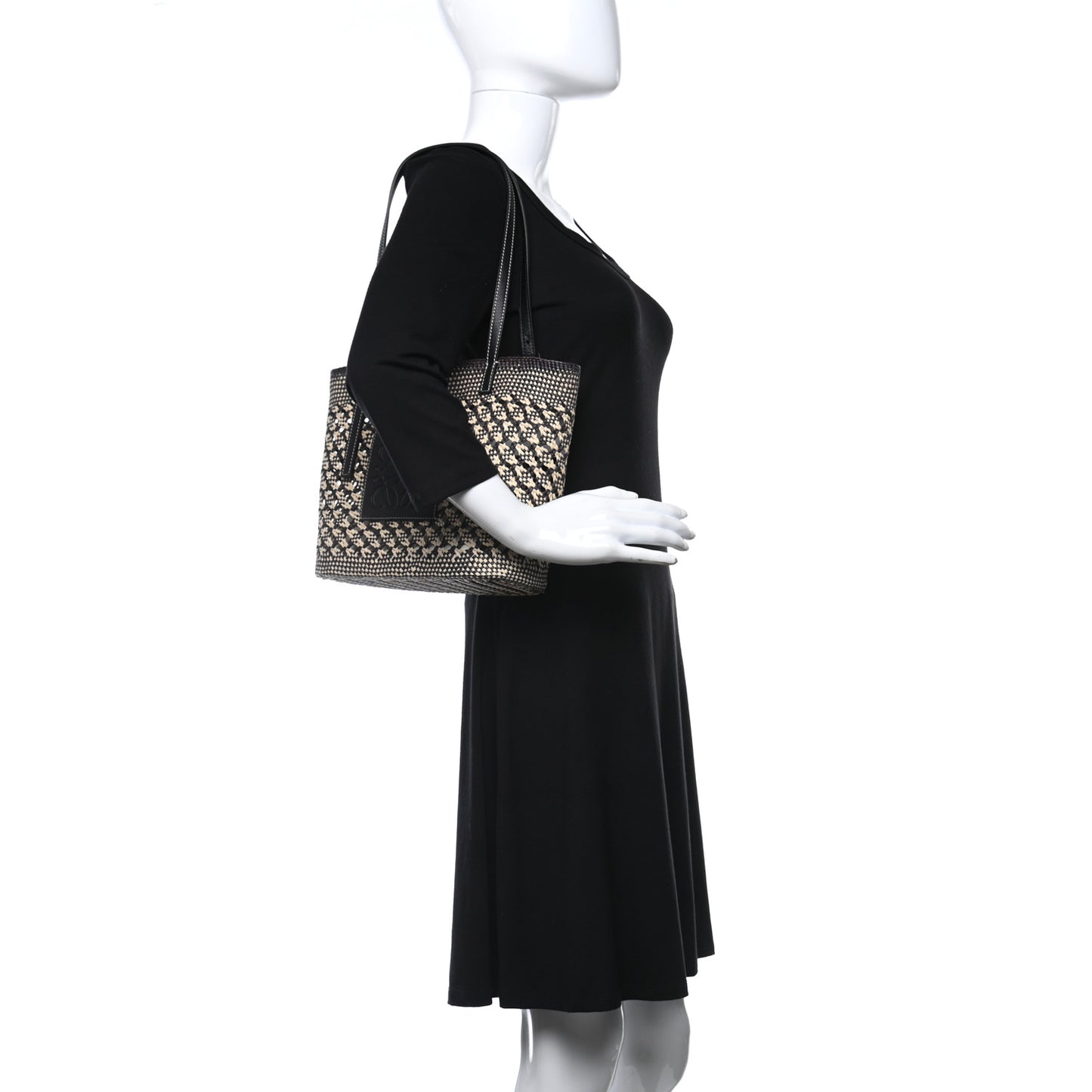 Raffia Paula's Ibiza Small Basket Tote Natural Black