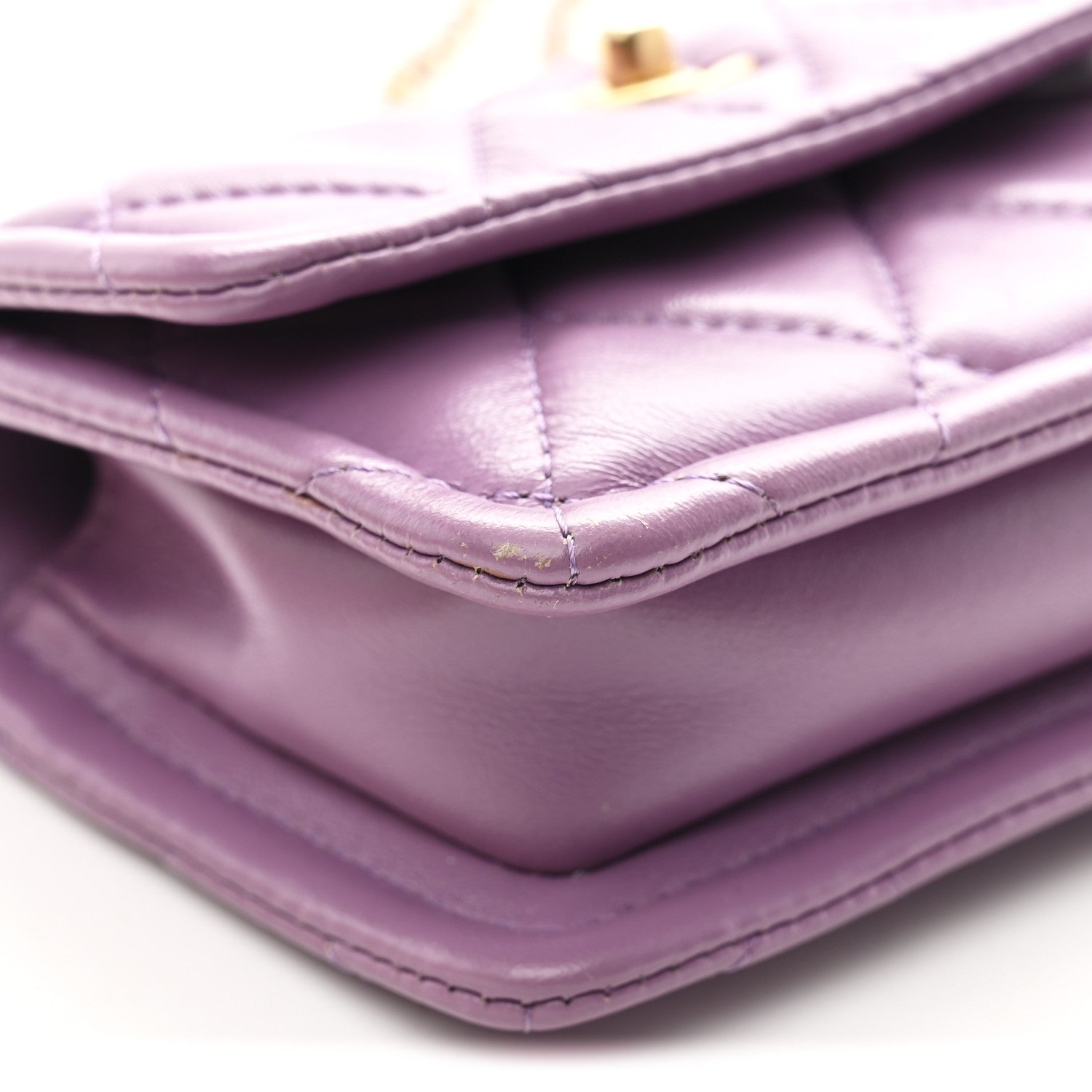 Chanel Shiny Lambskin Quilted Extra Mini Flap Purple 11 of 12