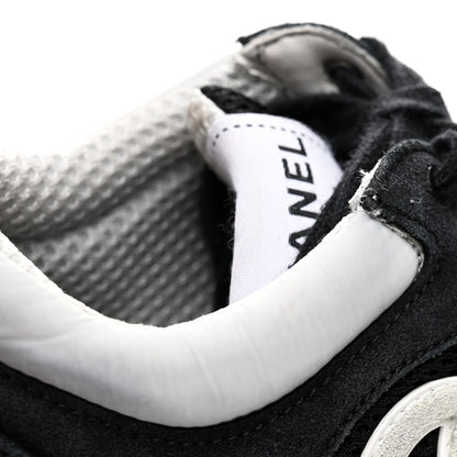 Chanel Mesh Suede Grained Calfskin Womens CC Sneakers 36 Black White 9 of 9