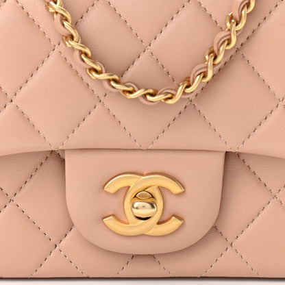 Chanel Lambskin Quilted Mini Top Handle Rectangular Flap Beige 8 of 11