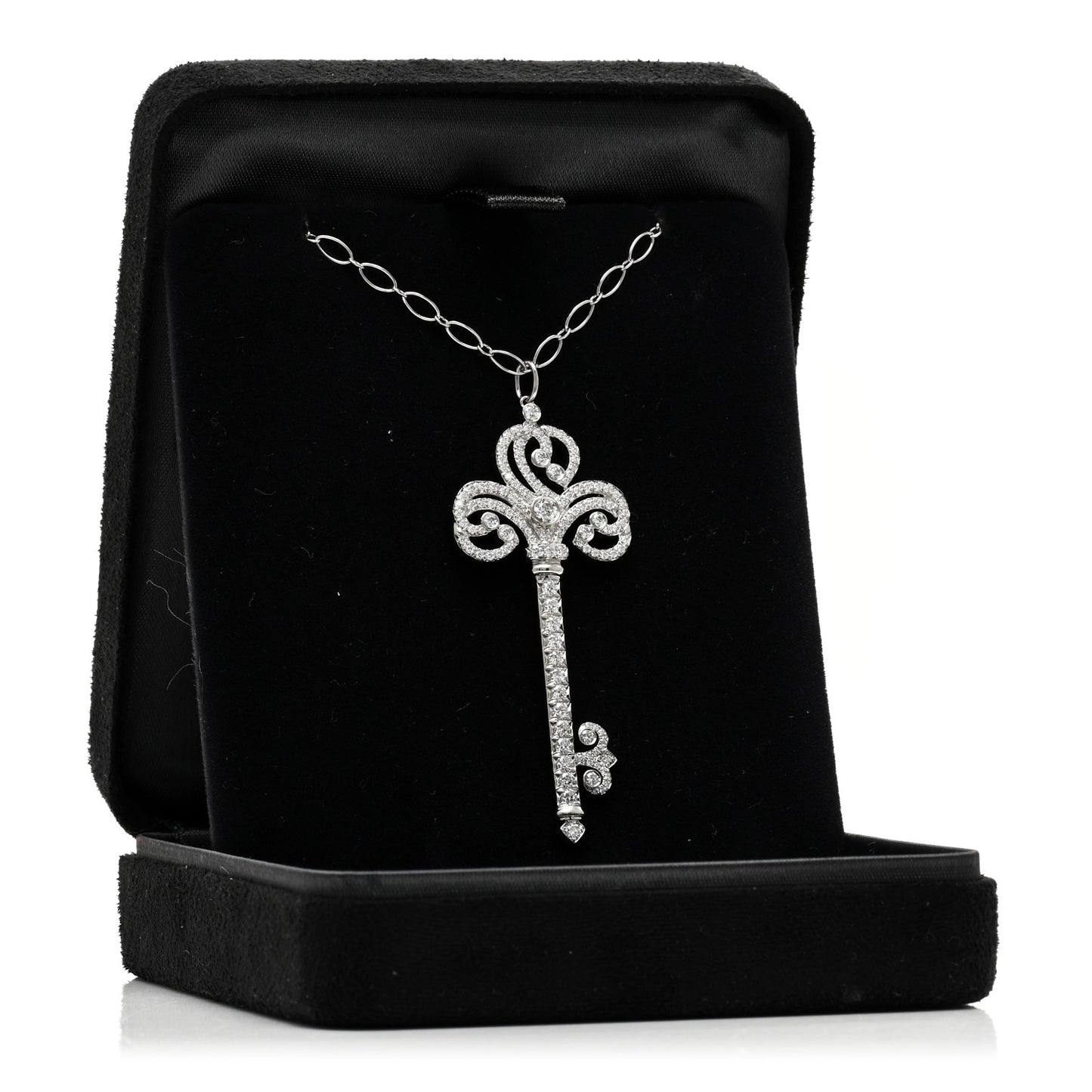 Platinum Diamond Enchant Heart Key Pendant Necklace