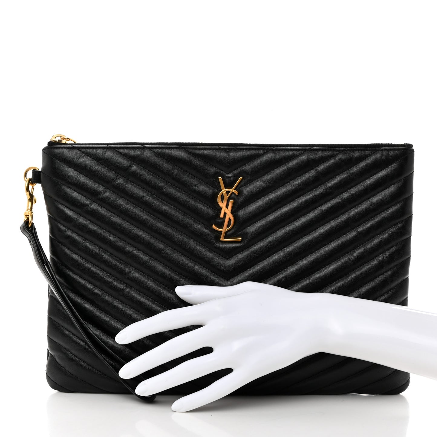 Calfskin Matelasse Monogram Cassandre Tablet Pouch Black