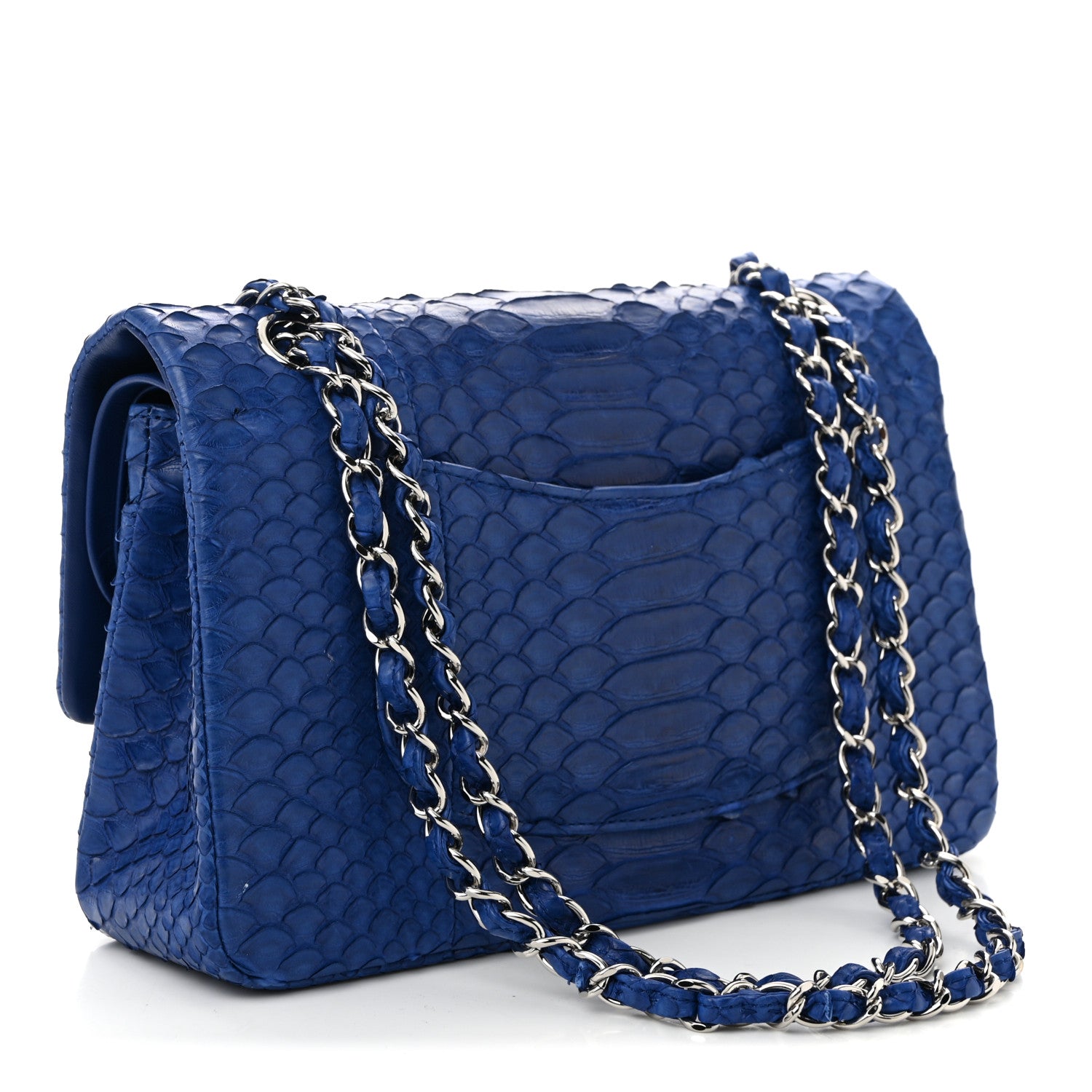 Chanel Snakeskin Medium Double Flap Blue 3 of 10