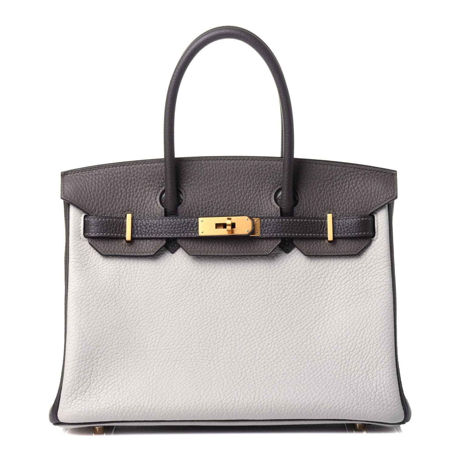 Hermes Taurillon Clemence Horseshoe Birkin 30 Gris Perle Etain Graphite 1 of 9