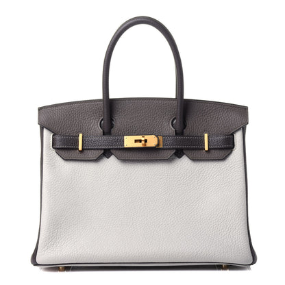 Hermes Taurillon Clemence Horseshoe Birkin 30 Gris Perle Etain Graphite 1 of 9