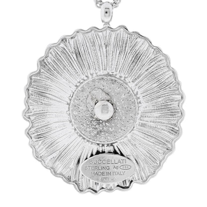 Buccellati Sterling Silver Vermeil Fancy Diamond Blossom Pendant Necklace 5 of 7