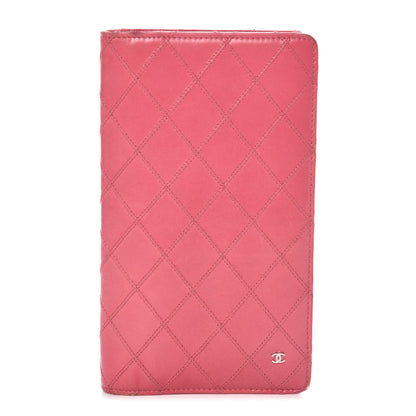 Chanel Lambskin Diamond Stitched Yen Wallet Fuchsia 1 of 17