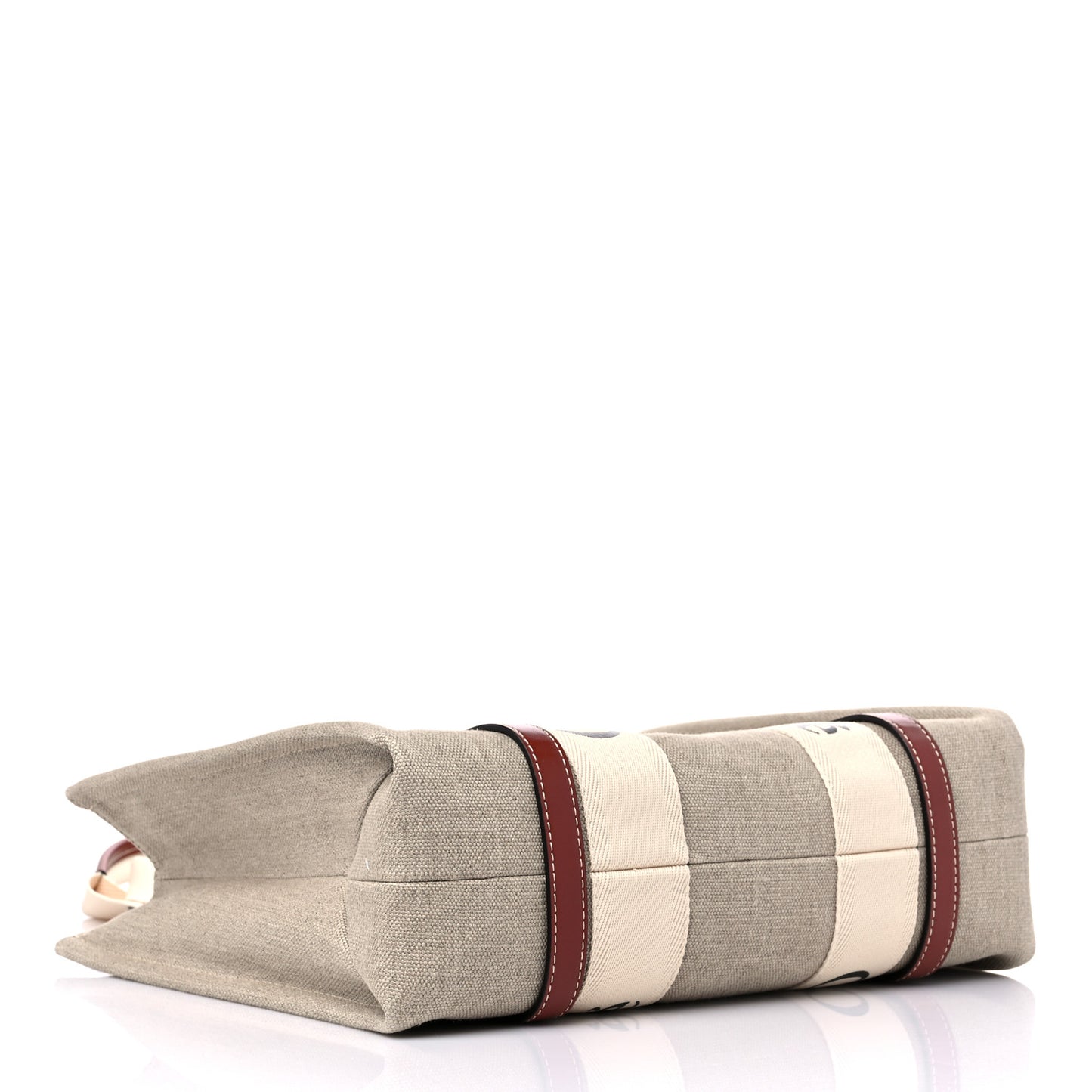 Cotton Calfskin Medium Woody Ribbon Tote White Brown