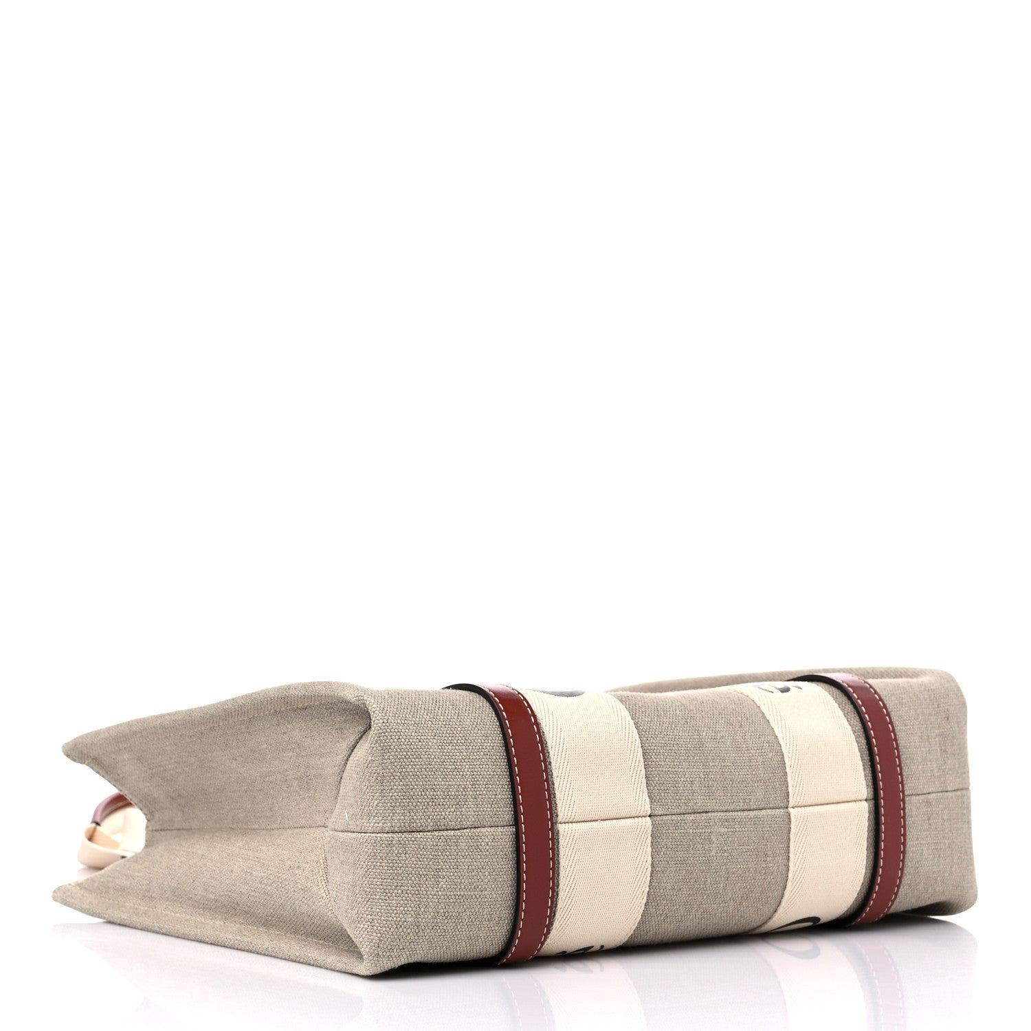 Chloe Cotton Calfskin Medium Woody Ribbon Tote White Brown 4 of 10