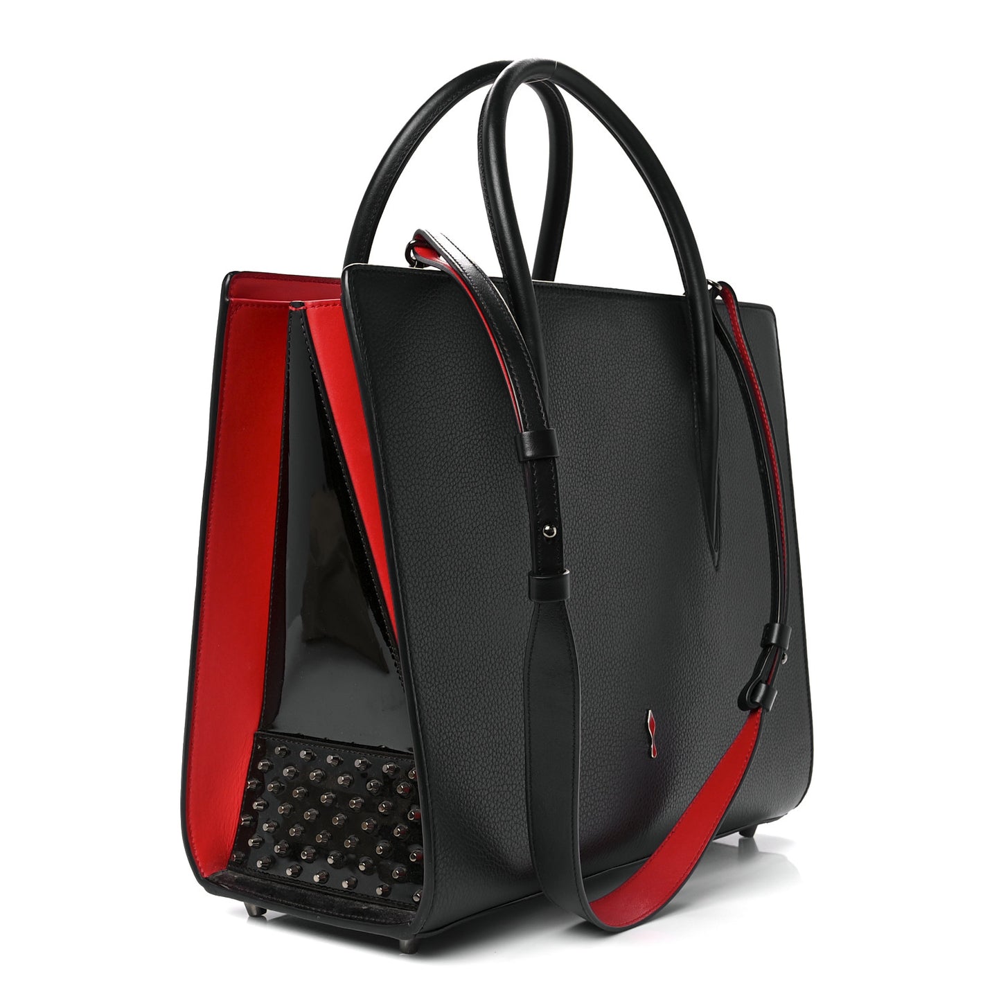 Calfskin Patent Studded Large Paloma Black