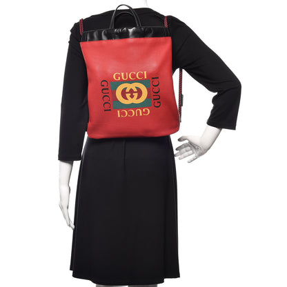 Gucci Calfskin Mens Logo Drawstring Backpack Red 2 of 11