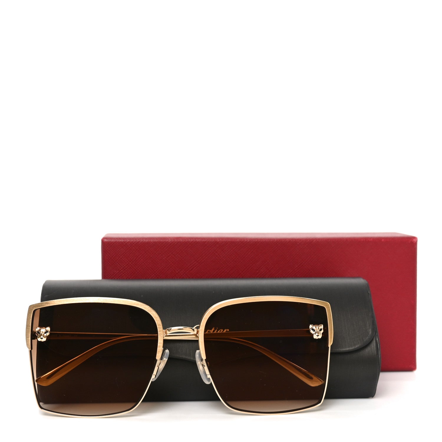 Cartier Panthere De Cartier Square Sunglasses CT0199S Gold 7 of 7