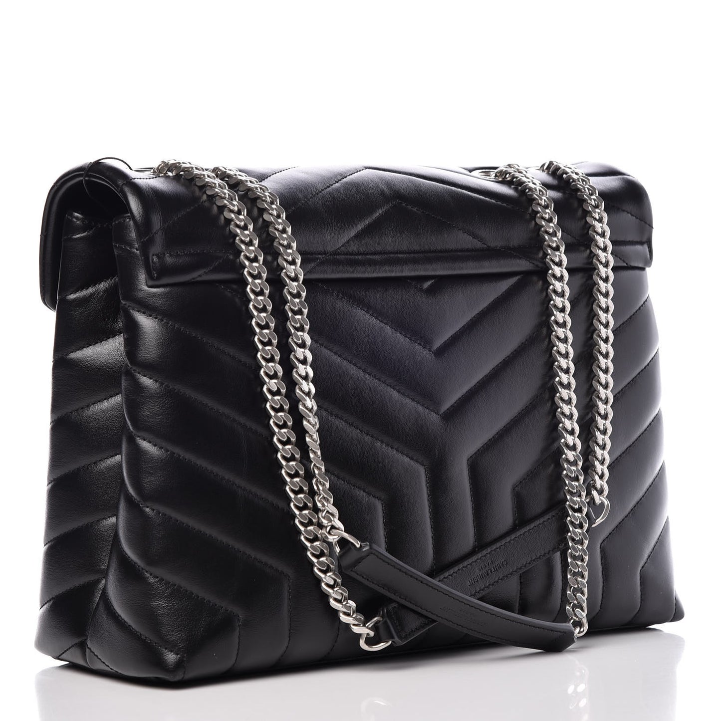 Calfskin Y Quilted Monogram Medium Loulou Chain Satchel Black