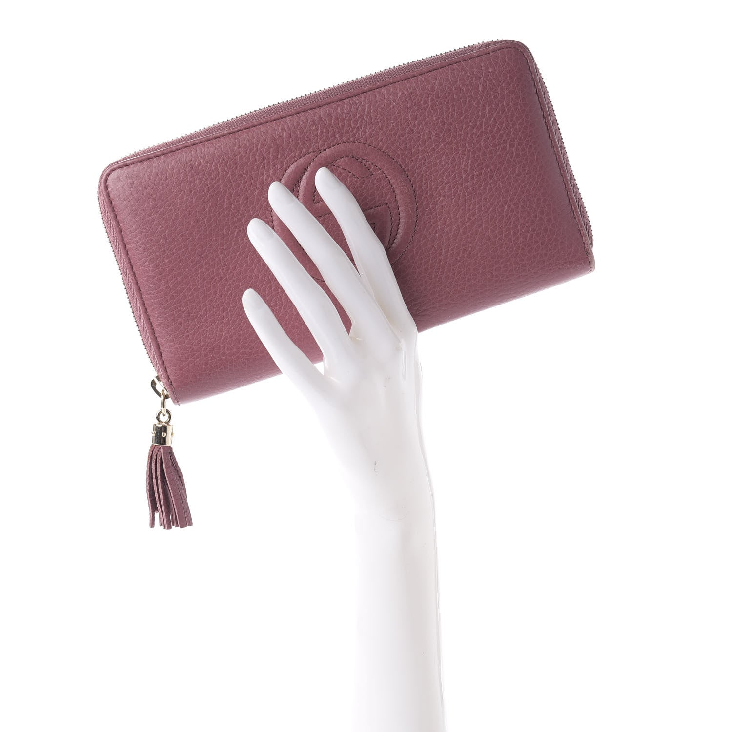 Gucci Pebbled Calfskin Soho Zip Around Wallet Peonia Flower 2 of 11