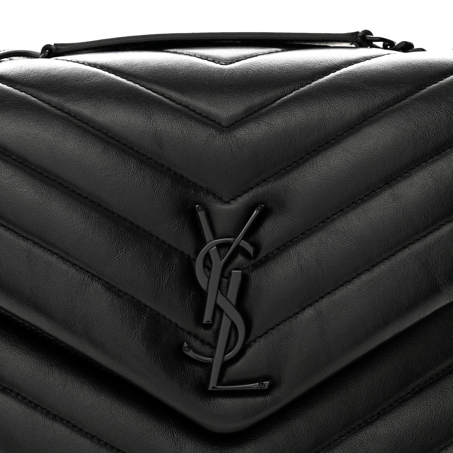 Calfskin Y Quilted Monogram Monochrome Medium Loulou Chain Satchel Black