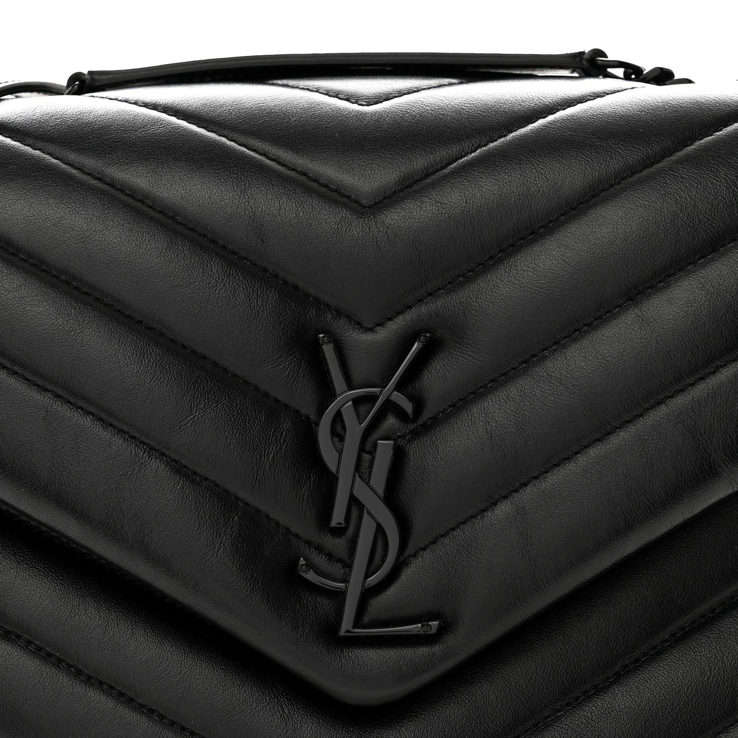 Saint Laurent Calfskin Y Quilted Monogram Monochrome Medium Loulou Chain Satchel Black 8 of 11