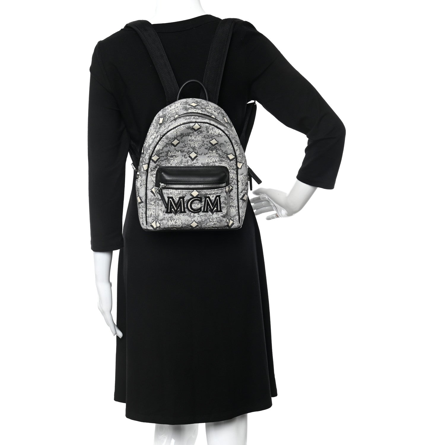 MCM Jacquard Monogram Mini Backpack Grey 2 of 19