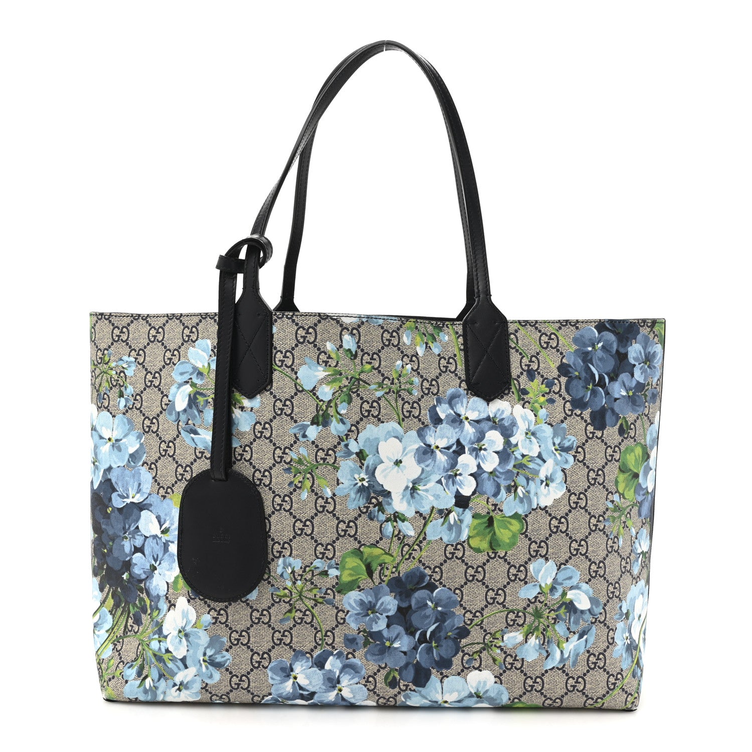 Gucci GG Supreme Monogram Blooms Medium Reversible Tote Beige Blue Navy 1 of 21