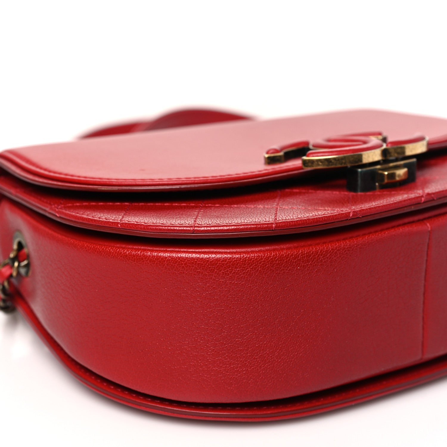 Chanel Shiny Calfskin Goatskin Quilted Small Coco Curve Messenger Flap Red 9 of 10