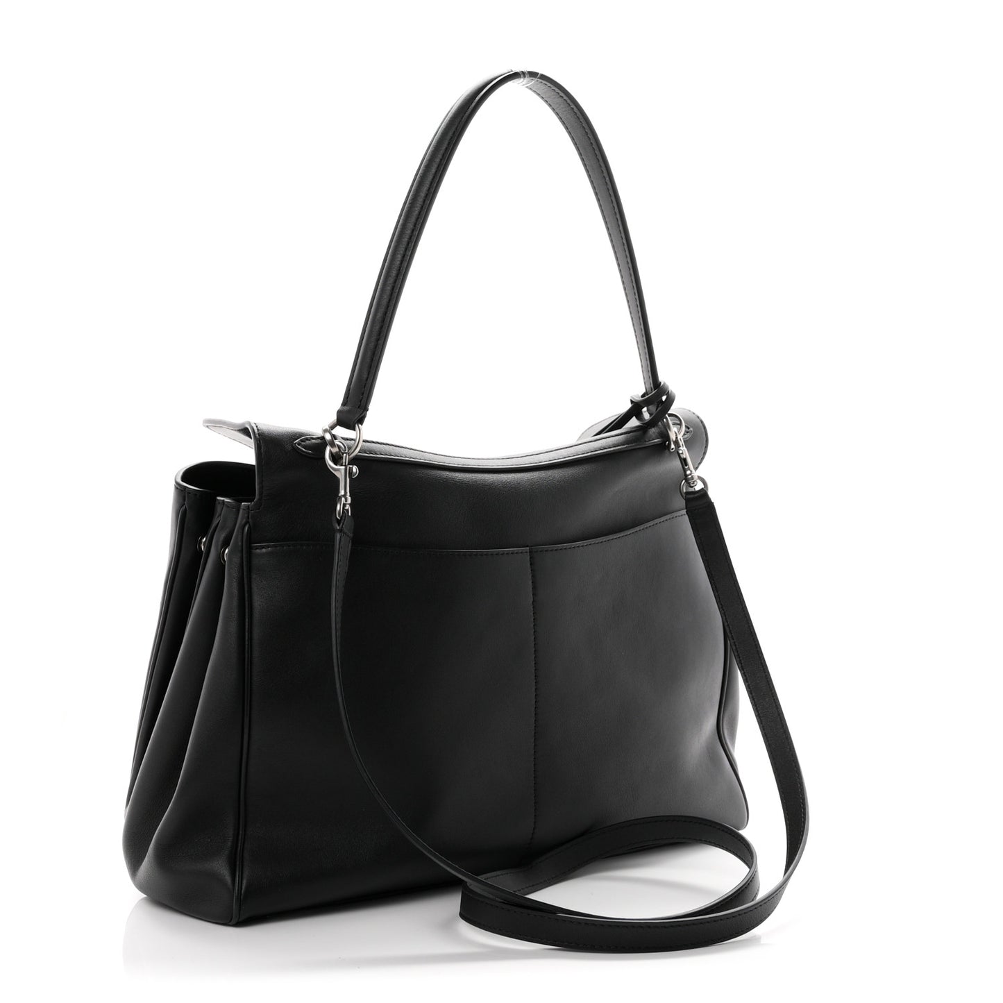 Natural Smooth Calfskin Medium Rodeo Top Handle Handbag Black