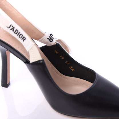 Christian Dior Lambskin Ribbon J'Adior Slingback 100mm Pumps 38 Black 8 of 8