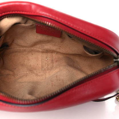 Gucci Calfskin Matelasse Mini GG Marmont Chain Shoulder Bag Hibiscus Red 5 of 11