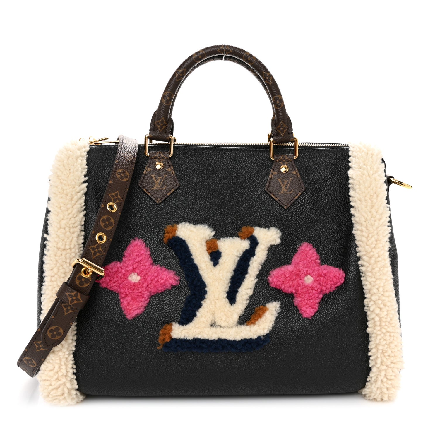 Calfskin Monogram Teddy Speedy Bandouliere 30 Black