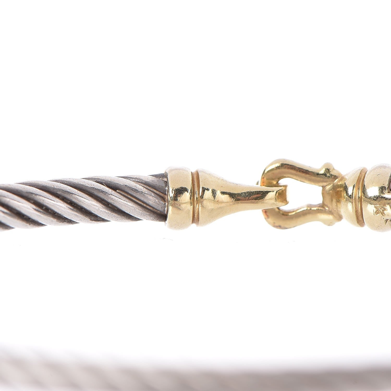 David Yurman Sterling Silver 18K Yellow Gold 3mm Cable Buckle Bracelet 4 of 5