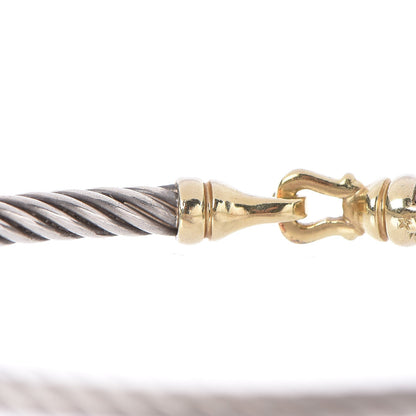 David Yurman Sterling Silver 18K Yellow Gold 3mm Cable Buckle Bracelet 4 of 5