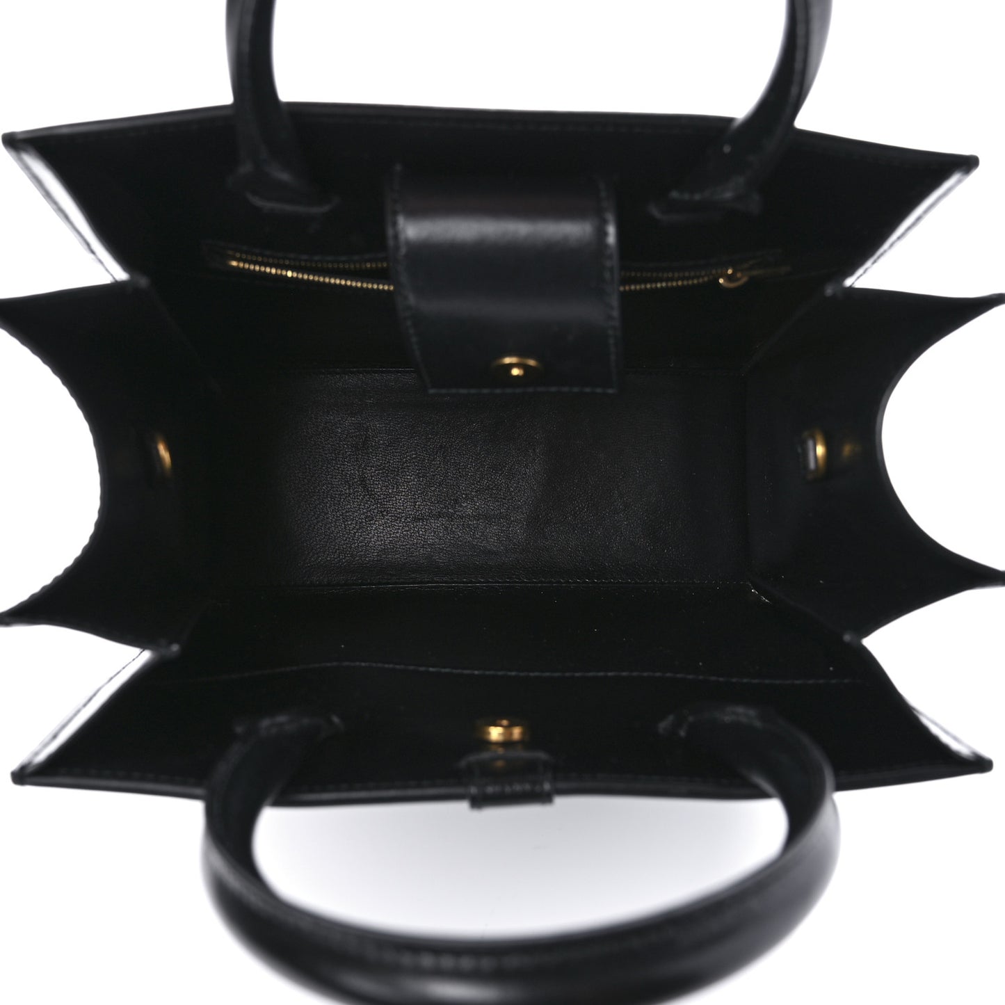 Shiny Box Calfskin Hourglass Tote Black