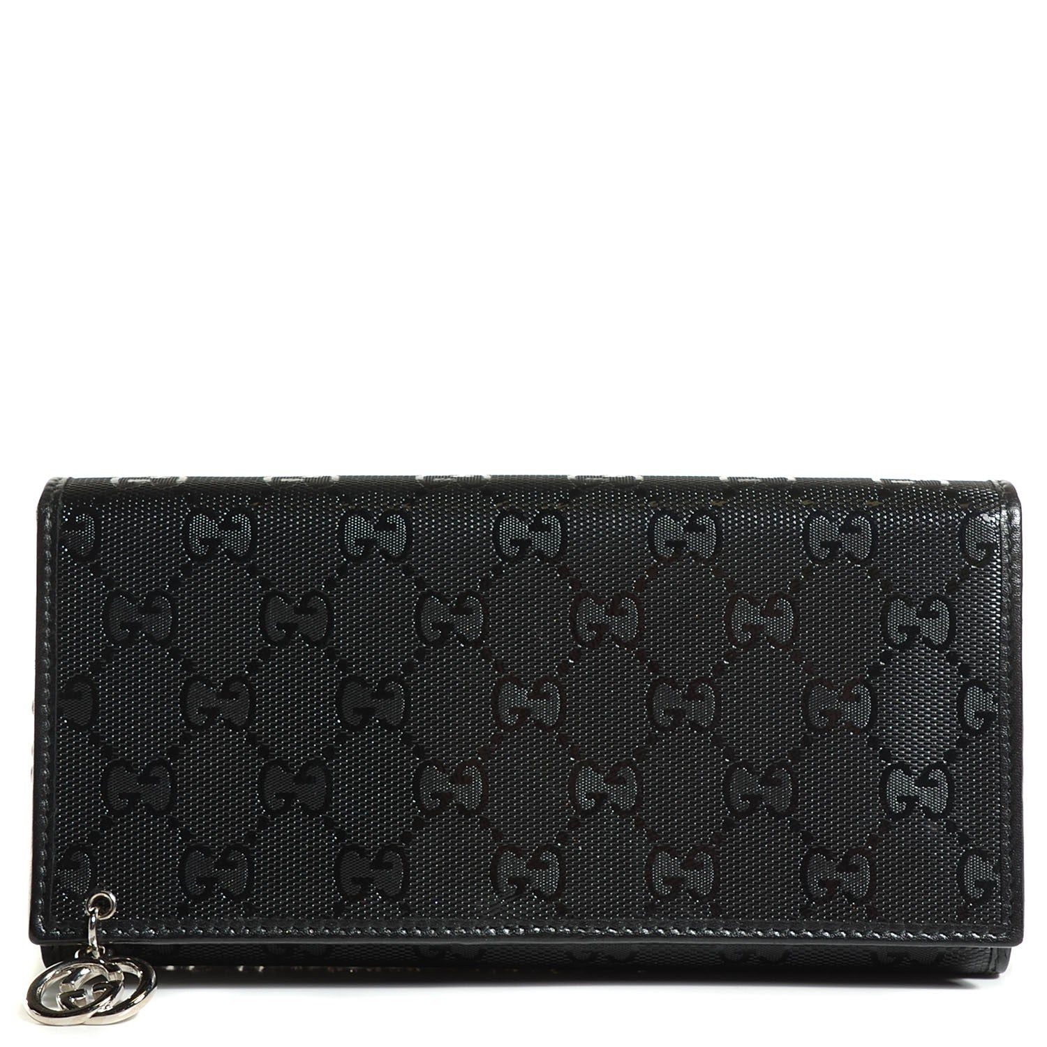 Gucci Imprime Monogram GG Pierce Chain Clutch Wallet Black 1 of 8