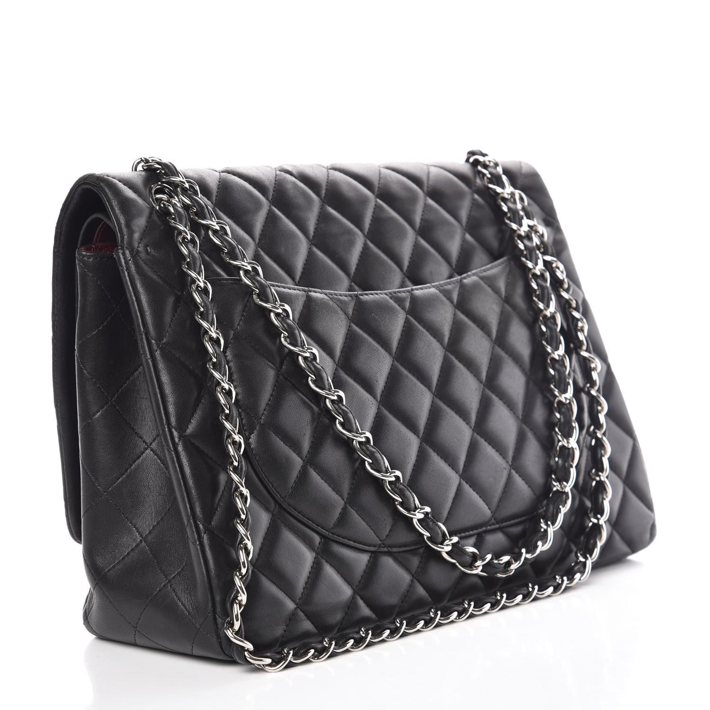 Lambskin Quilted Maxi Double Flap Black