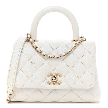 Chanel Iridescent Caviar Quilted Extra Mini Coco Handle Flap White 1 of 10